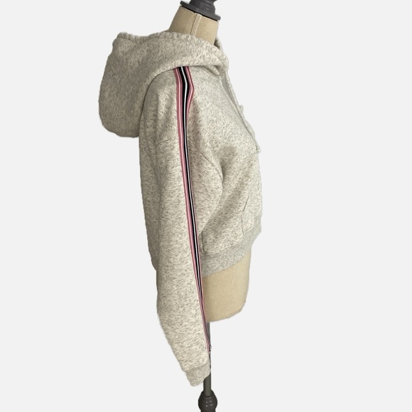 TNA The Iconic Hoodie Cropped Striped Sleeves Gray Size XXS Boxy Oversized - Picture 5 of 13